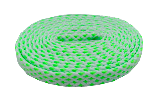 Lacets sports bicolores blanc et vert fluo