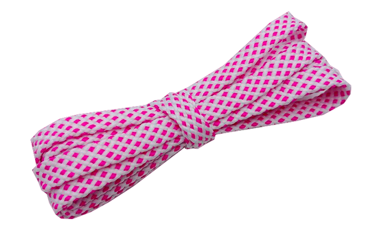 Lacets sports bicolores blanc et rose fluo