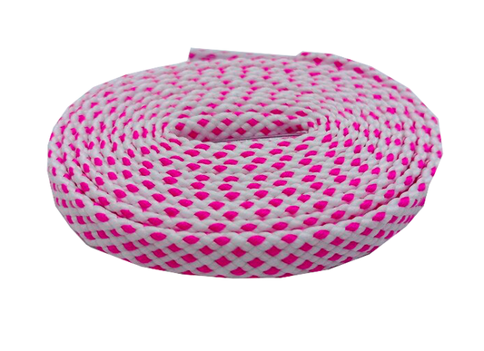Lacets sports bicolores blanc et rose fluo