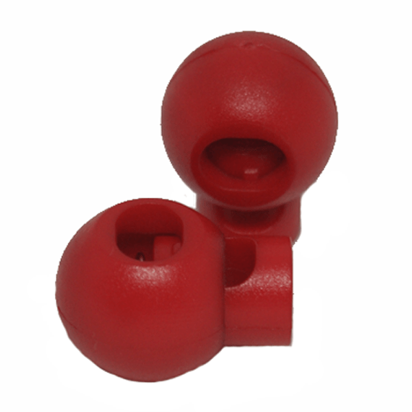 Red round shoelace and cord stoppers
