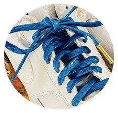 Luxury marbled blue snakeskin flat laces