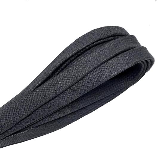 Lacets cirés plats gris foncé en coton - Pour chaussures et sneakers