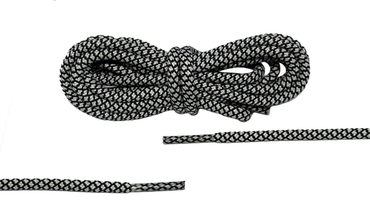Light gray and black round rope laces