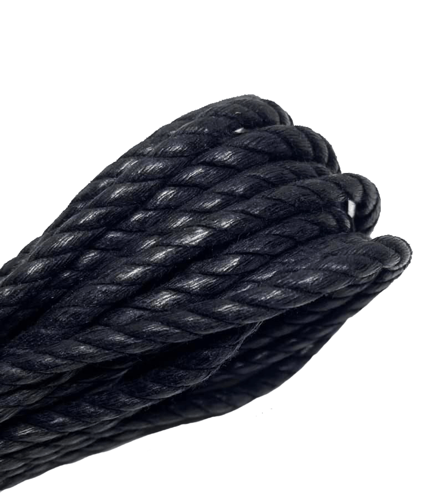 Black waxed twisted round laces