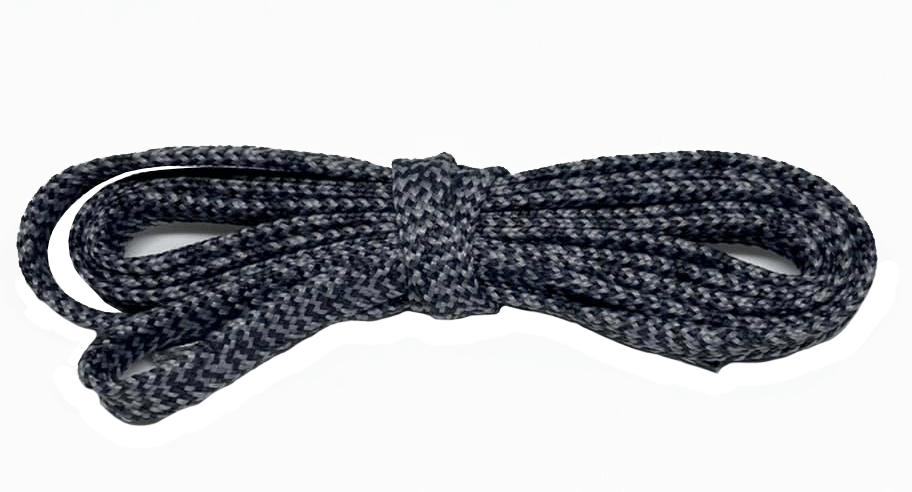 Grey and black Spider running flat laces.