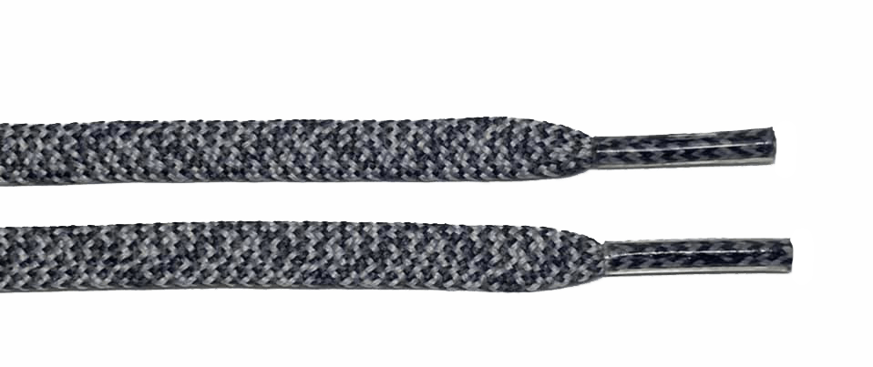 Grey and black Spider running flat laces.