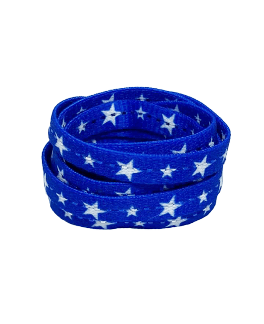 Royal blue laces and white stars