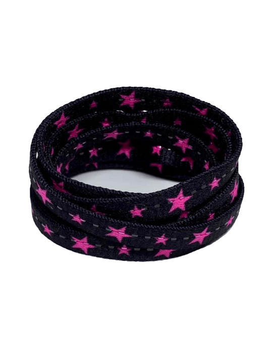 Black laces and neon pink stars