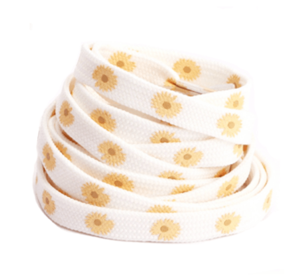 Lacets plats blancs pâquerettes jaunes