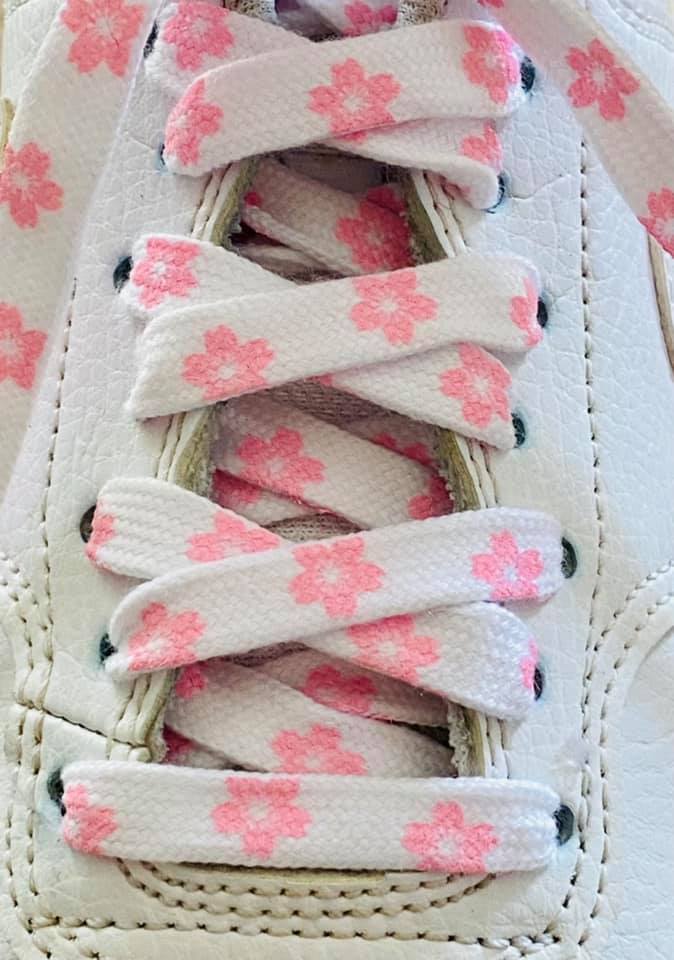 Light pink floral white flat laces