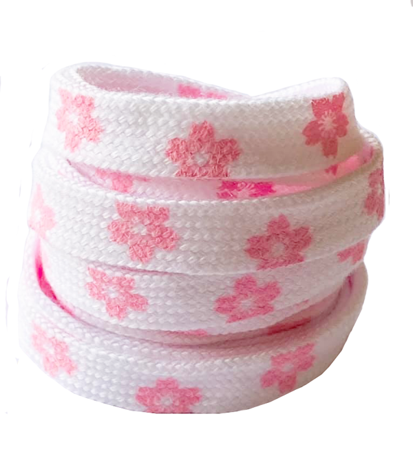 Light pink floral white flat laces