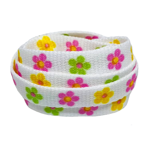 Spring floral print white shoelaces