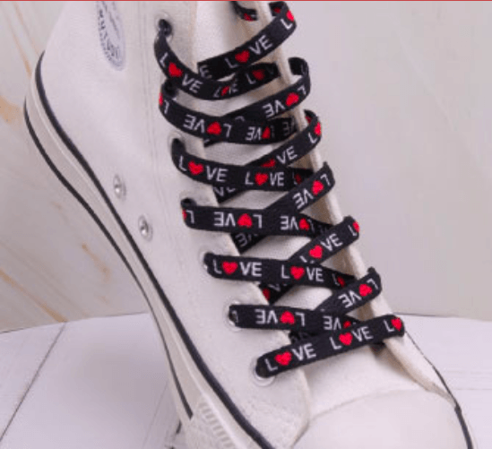Black laces with Love print