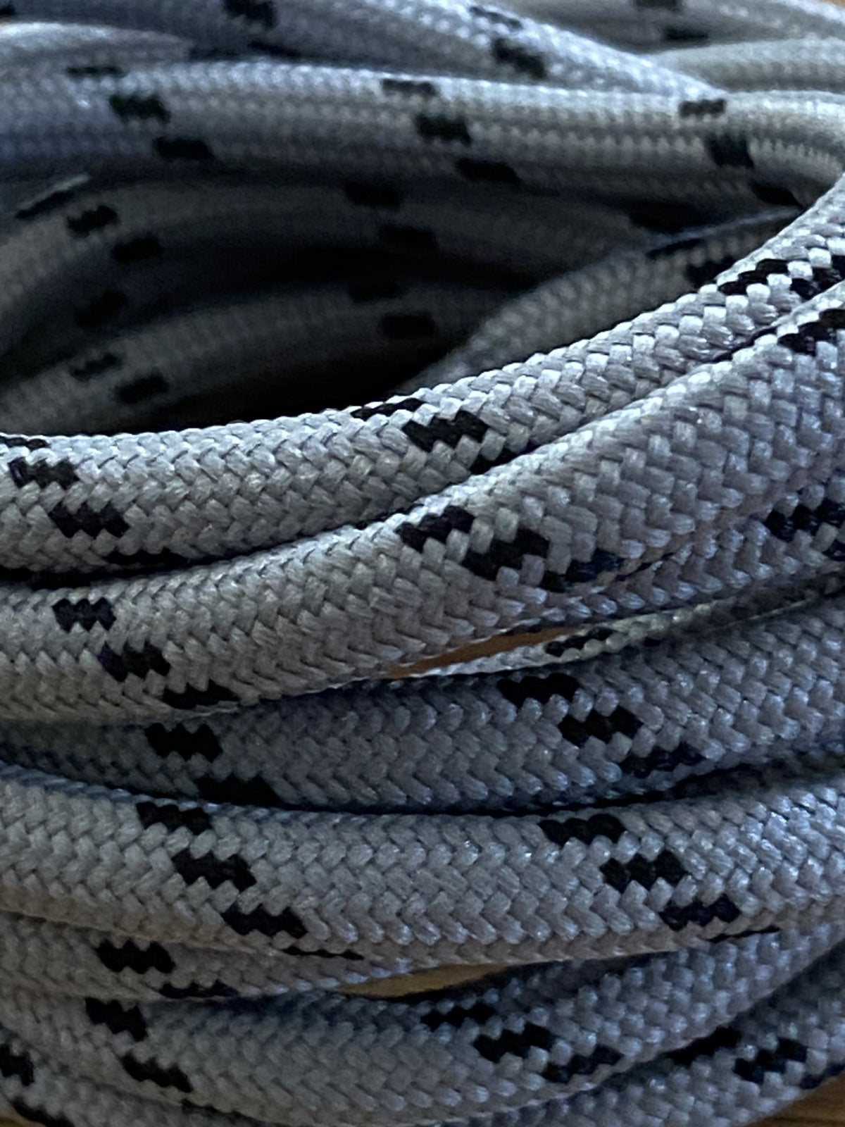 Lacets ronds bicolores Gris Nuage et Traits Noirs 120cm