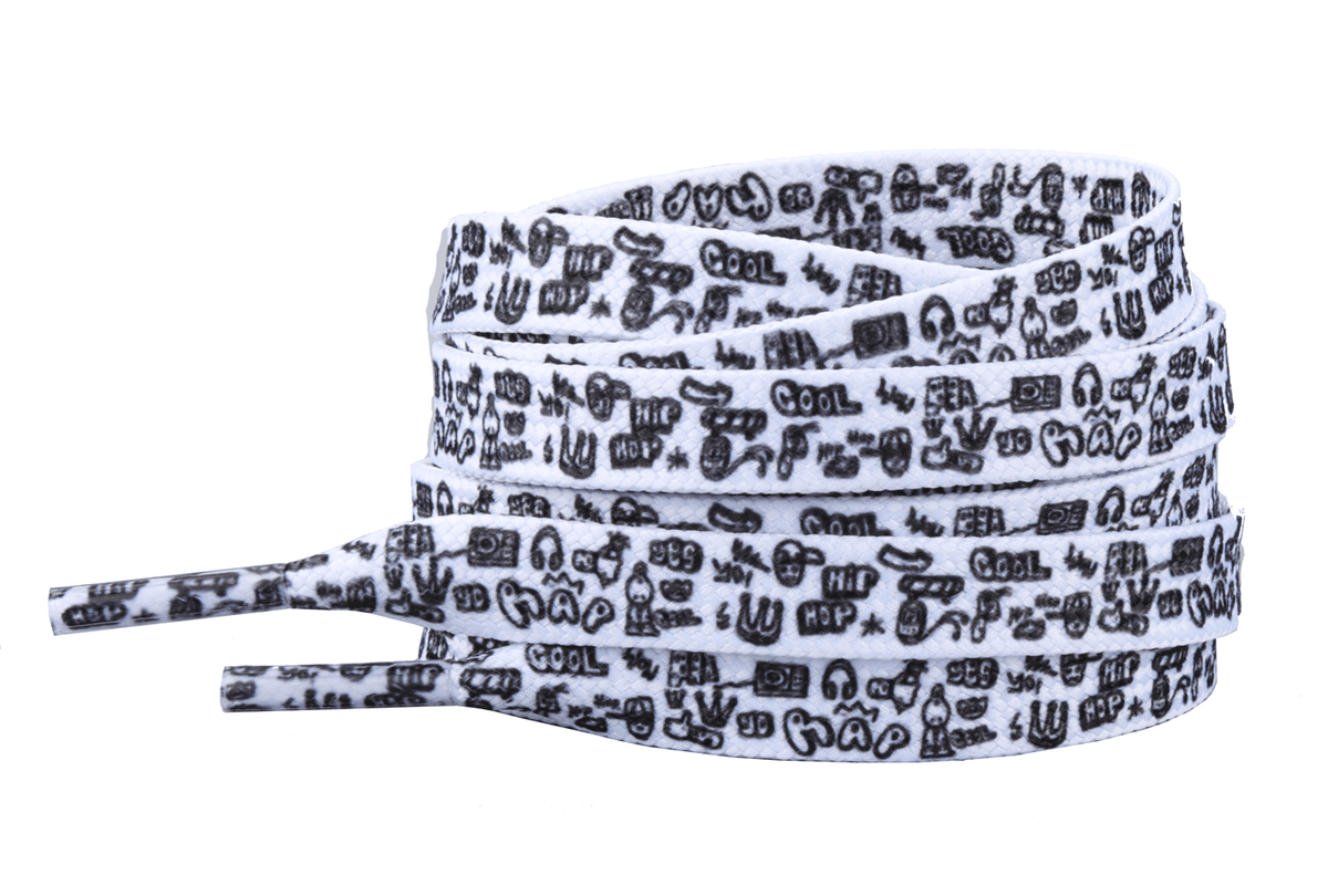 Printed white flat laces - Cool rap