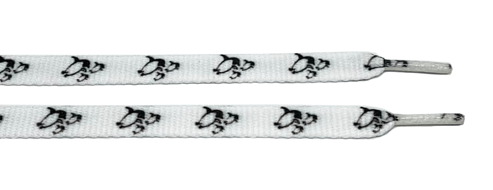 Lacets plats blancs imprimés pingouins