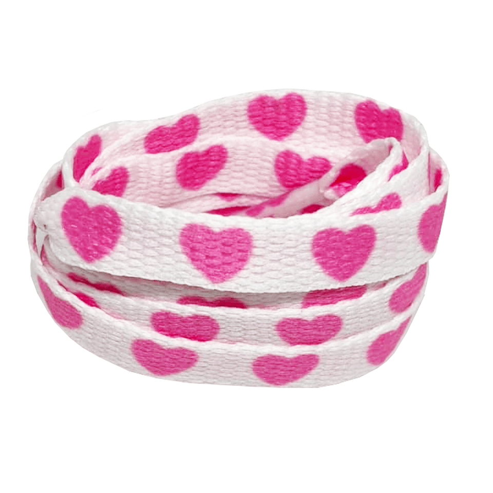Neon pink heart-print flat laces