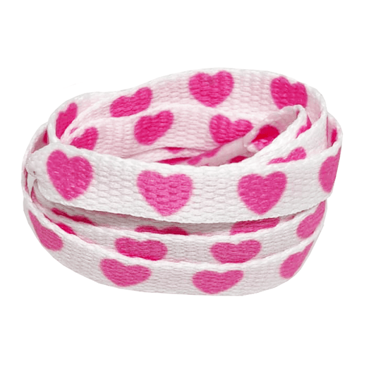 Neon pink heart-print flat laces