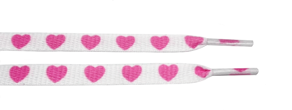 Neon pink heart-print flat laces