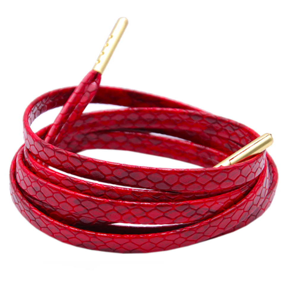 Luxury snakeskin-patterned red flat laces