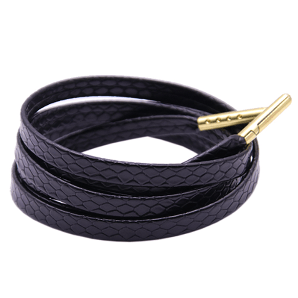 Lacets plats noirs serpent luxe