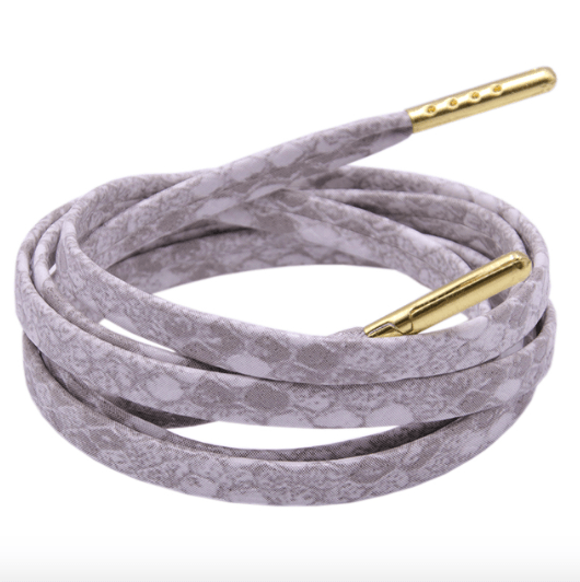 Luxury gray and white marbled snakeskin flat laces