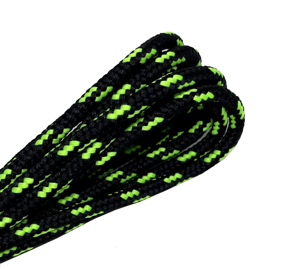 Black and neon green two-tone round laces