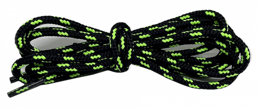 Black and neon green two-tone round laces