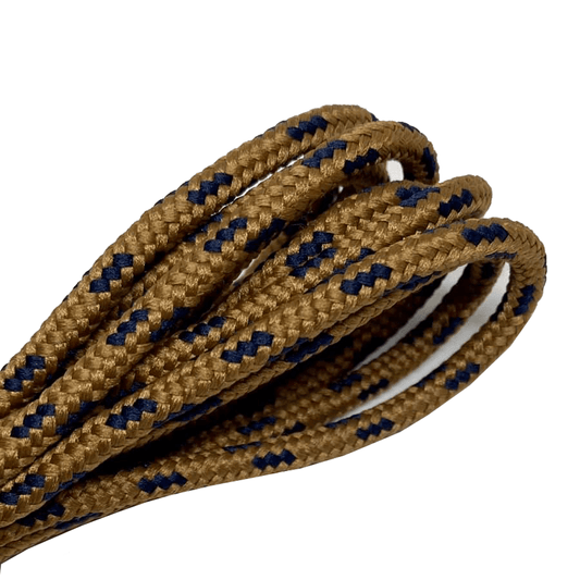 Copper brown and navy blue round two-tone laces