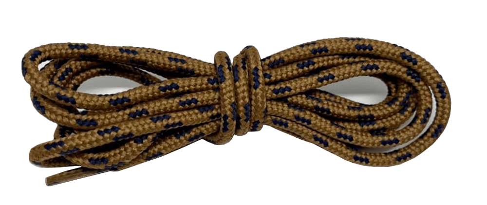 Copper brown and navy blue round two-tone laces