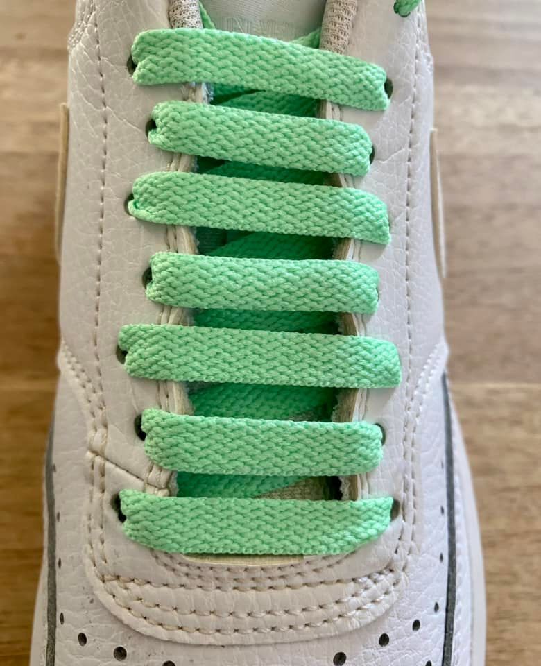 Seafoam green flat laces for sneakers and trainers | CrazyLace
