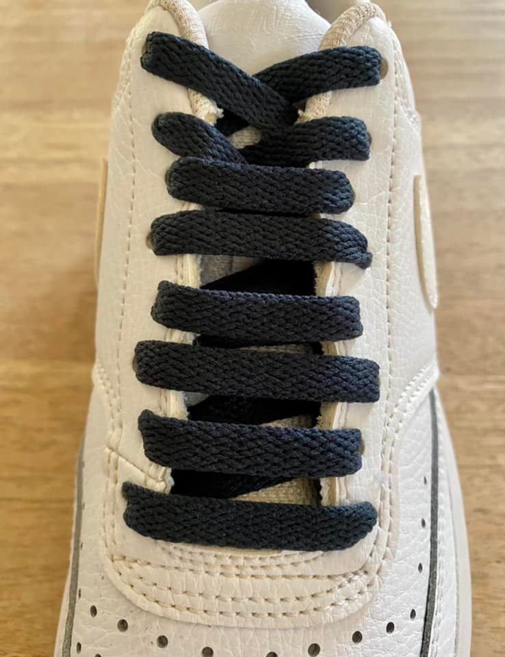 Navy blue flat laces for sneakers and trainers | CrazyLace