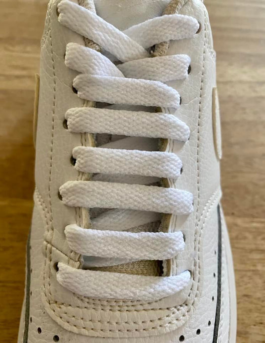 White flat shoelaces for sneakers | CrazyLace