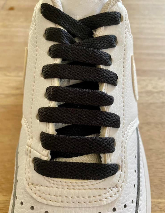 Black flat laces for sneakers and trainers | CrazyLace