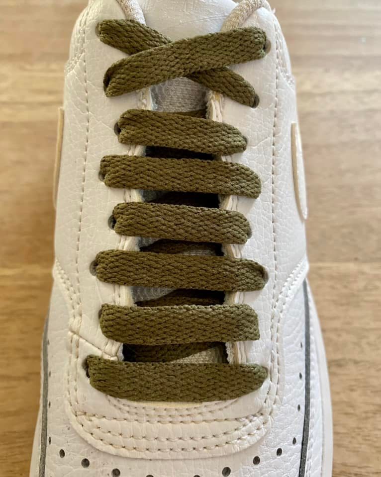 Khaki green flat laces for sneakers and trainers | CrazyLace