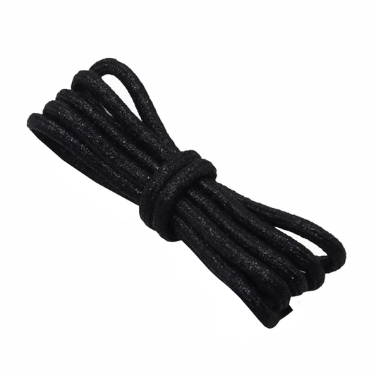 Lacets ronds noir profond pailletés en Lurex