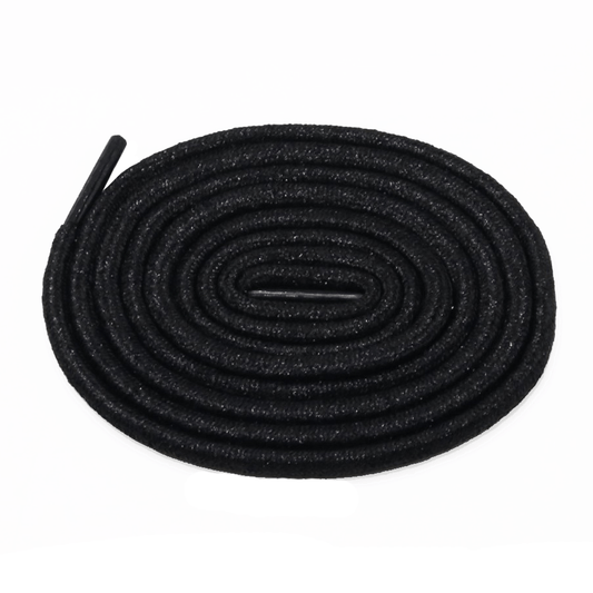 Lacets ronds noir profond pailletés en Lurex