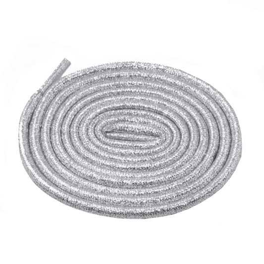 Lacets ronds argentés pailletés en Lurex