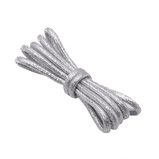 Lacets ronds argentés pailletés en Lurex