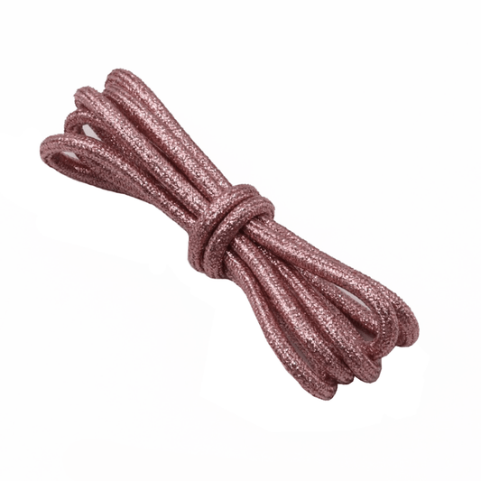 Lacets ronds rose glamour pailletés en Lurex