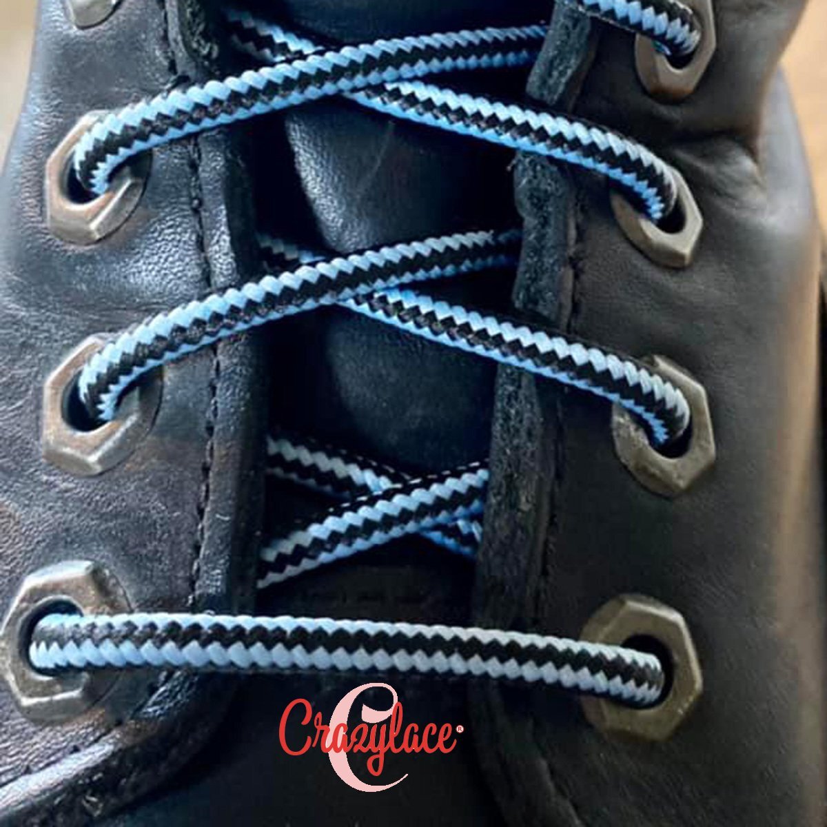 Lacets chaussures de randonnée bleu ciel et noir