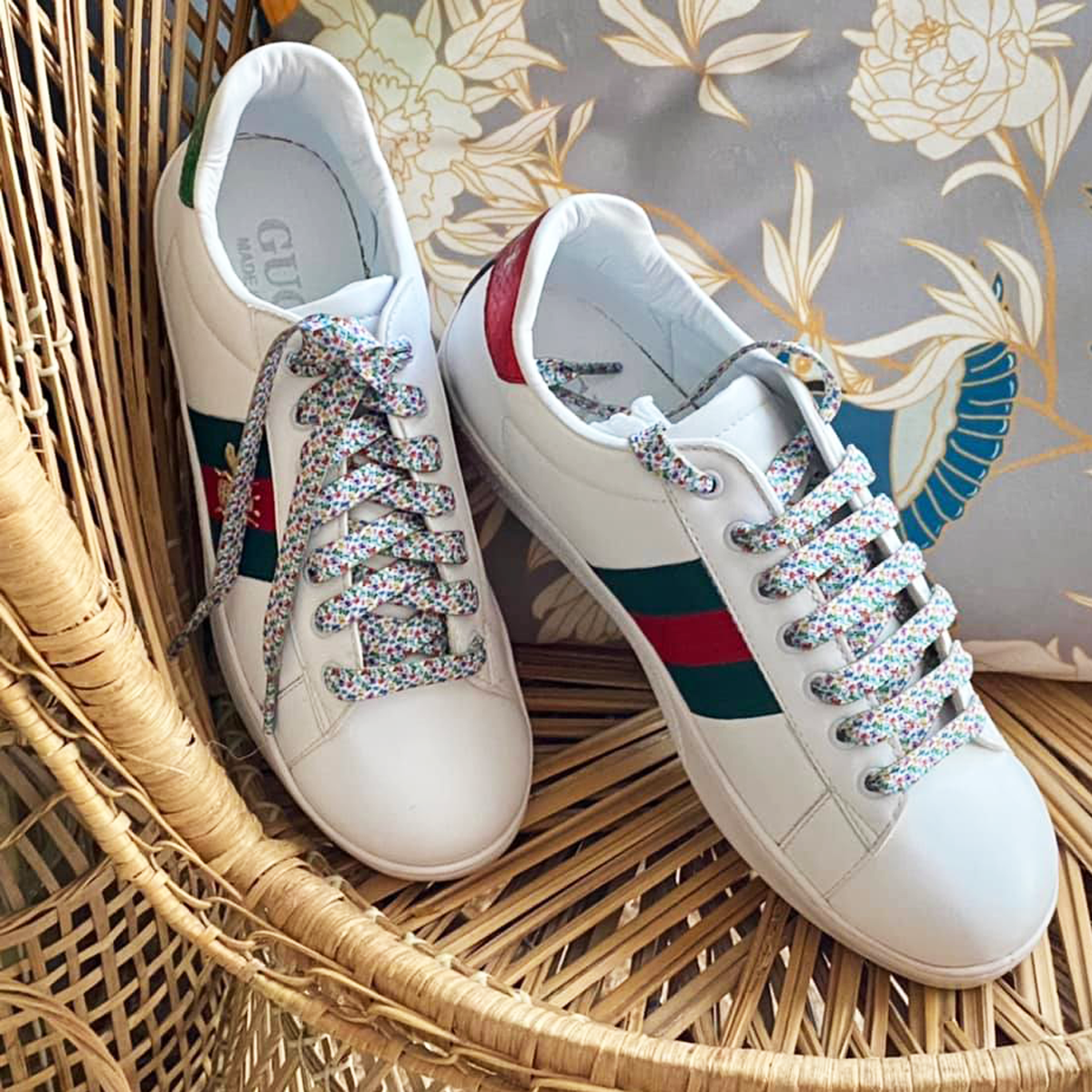 Lacets plats multicolore imprimés  L'envolent des Papillons
