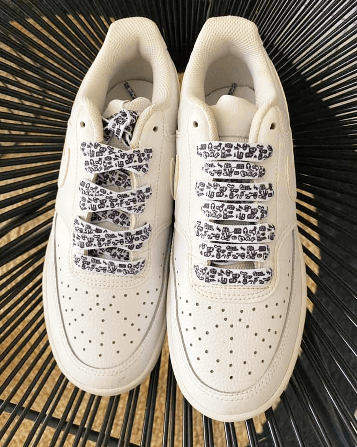 Printed white flat laces - Cool rap