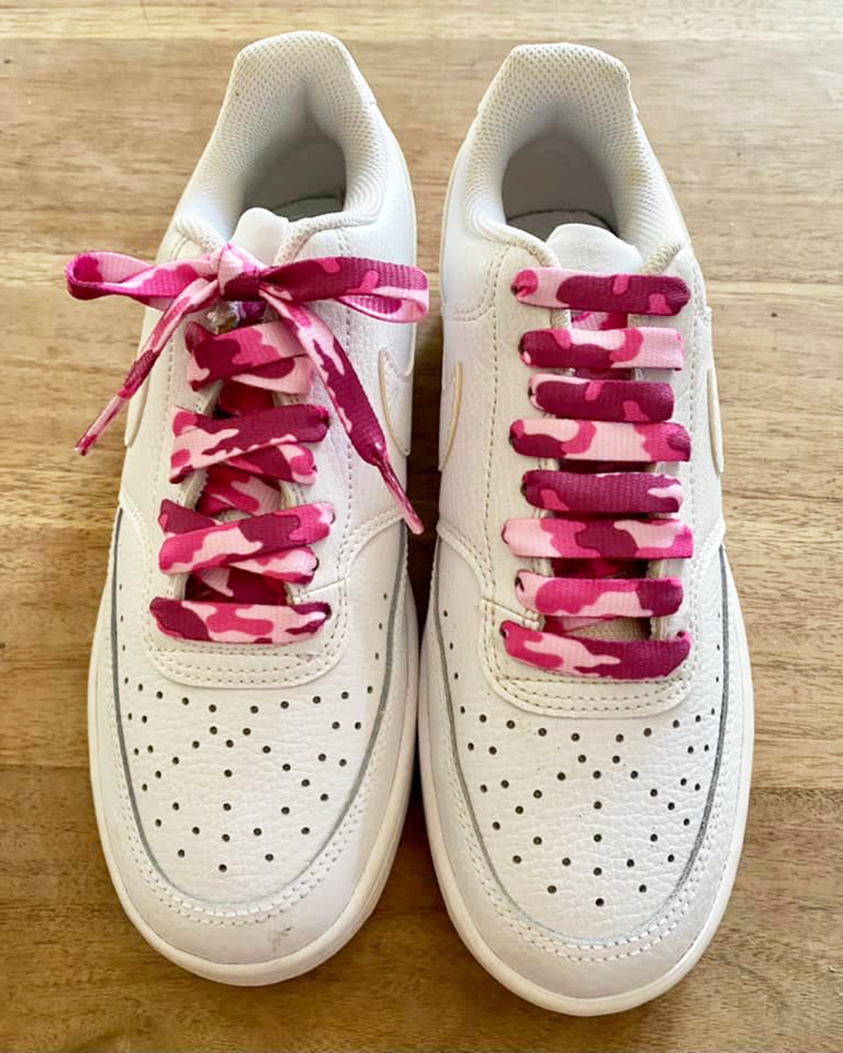 Pink army camouflage laces