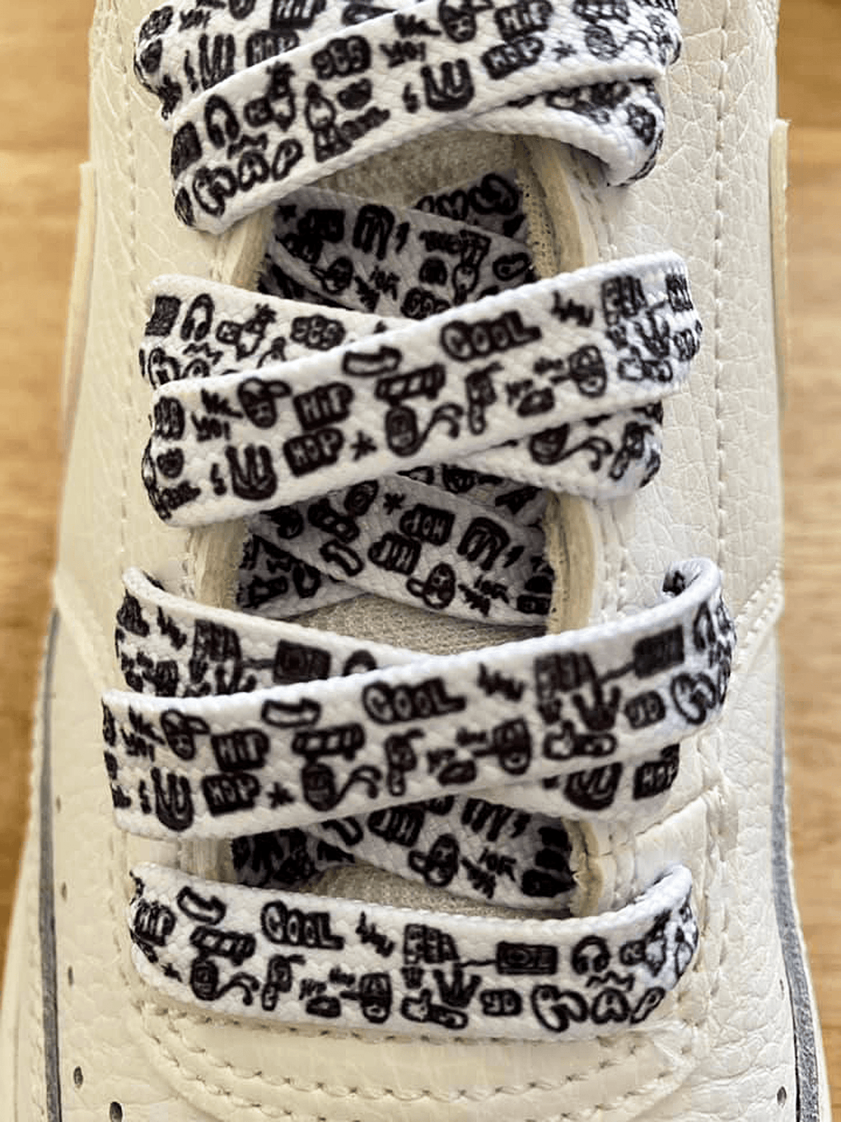 Printed white flat laces - Cool rap