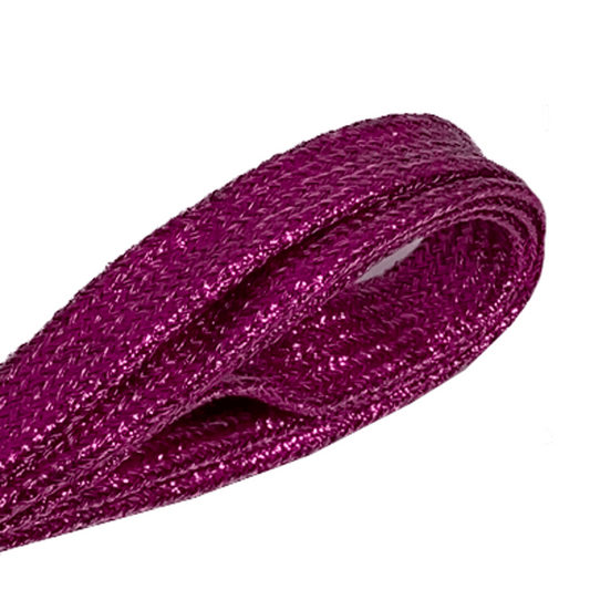 Lacets plats paillettes rose orchidée en Lurex