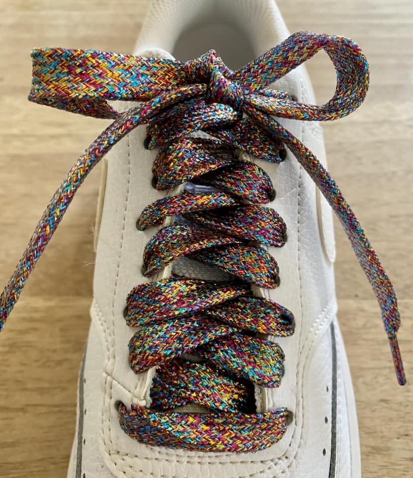 Multicolor glitter Lurex flat laces