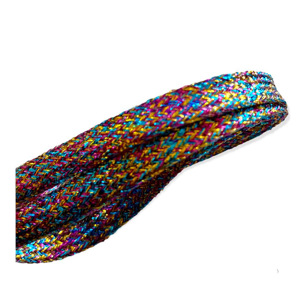 Lacets plats fins à paillettes multicolores