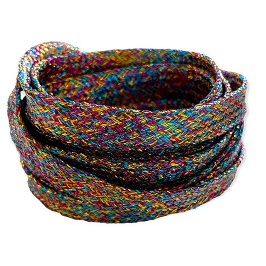 Lacets plats fins à paillettes multicolores