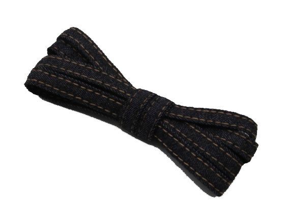 Flat black denim jean laces with metal tips